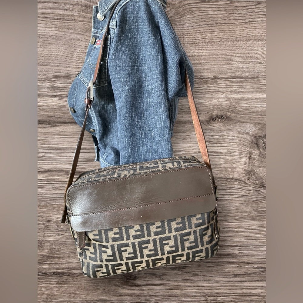 Fendi Shoulder Bag Zucca Pattern Brown